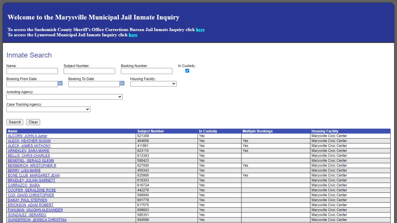 Inmate Search - SNO911